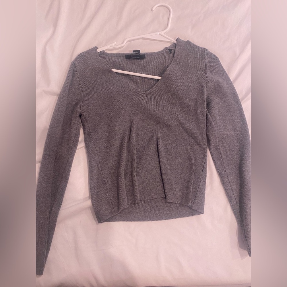 Grey V Neck Sweater